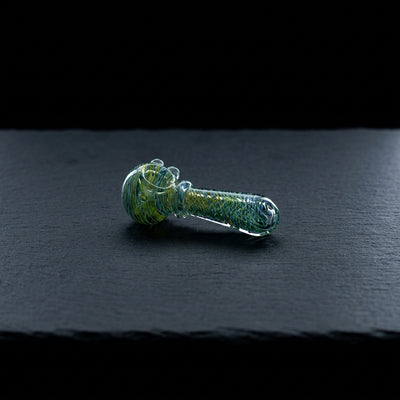 4.5" Color Cane Twist Maria Body Hand Pipe on dark slate surface - Oil Slick Pad