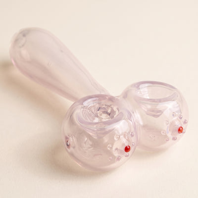4.5" Double Bowl Titty Hand Pipe, light background