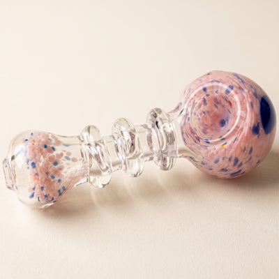 4.5" Frit & Clear Triple Maria Hand Pipe, light background