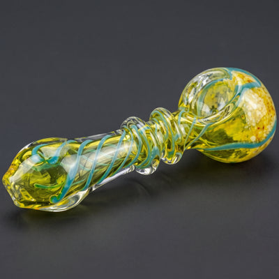 4.5" Frit Head Clear Body w/ Line Twist Flat Mouth Hand Pipe