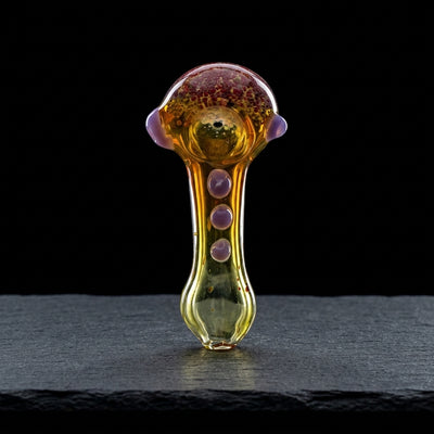 4.5" Frit Head Fume Color Dot Body Hand Pipe on dark slate surface - Oil Slick Pad
