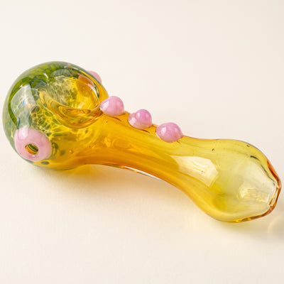 4.5" Frit Head Fume Color Dot Body Hand Pipe, light background