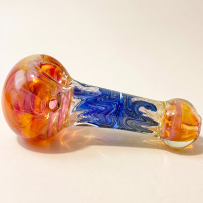 4.5" Fume Base w/ Double Cobalt Fume Wigwag Sectional Body Hand Pipe, light background