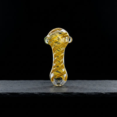 4.5" Fume Single Color Swirl w/ Color Accent Hand Pipe on dark slate surface - Oil Slick Pad