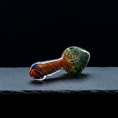 4.5" Fume Swirl Body Cone Head Hand Pipe on dark slate surface - Oil Slick Pad
