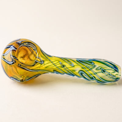 4.5" Fume w/ Color Silly String Line Wrap Hand Pipe, light background