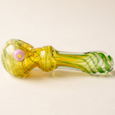4.5" Green Fume w/ Color Accent & Dots Hand Pipe, light background