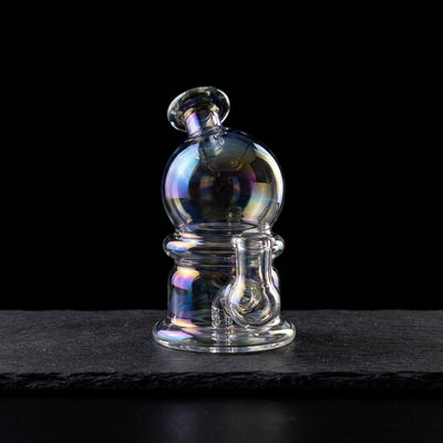 4.5″ Iridescent Snow Globe Rig on dark slate surface - Oil Slick Pad