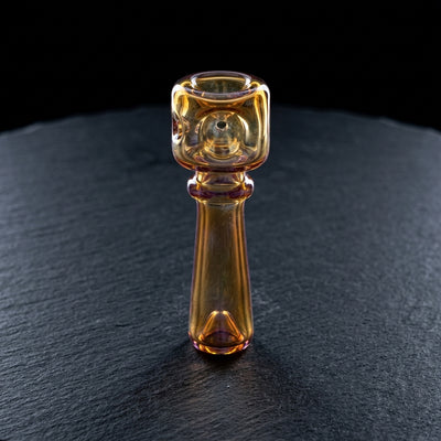 4.5" Iridescent Stand Up Tower Hand Pipe on dark slate surface - Oil Slick Pad