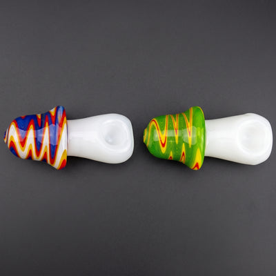 4.5" Mushroom Hand Pipe in Blue Multi and Green Multi