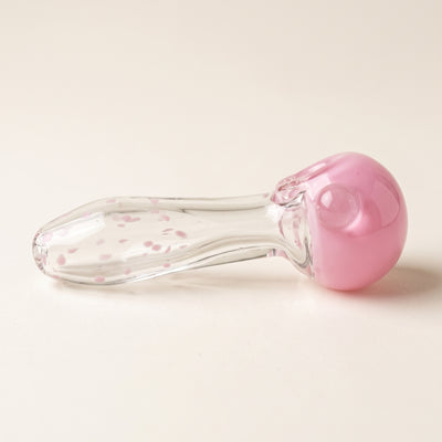 4.5" Opaque Head Clear Body Frit Dot Hand Pipe, light background
