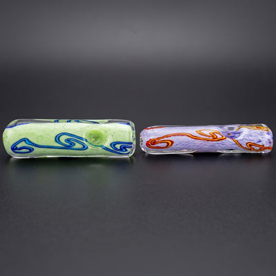 4.5" Pastel Frit Flat Steamroller in Light Green and Purple