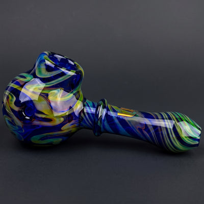 4.5" Stratus Fume Squiggle Over Cobalt Big Bowl Screen Hand Pipe