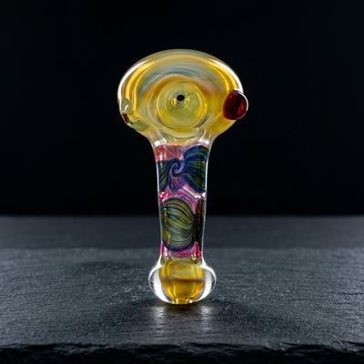 4.5" Stratus Fume Wigwag Body Accent Hand Pipe on dark slate surface - Oil Slick Pad