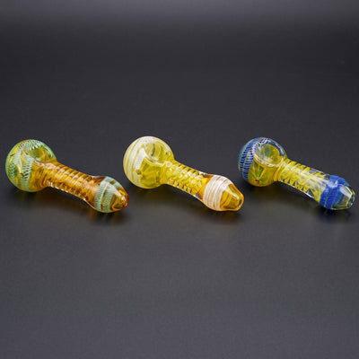 4.5" Twisted Cane Fume Hand Pipe in Green, White and Blue