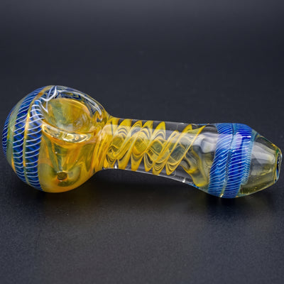 4.5" Twisted Cane Head & Mouth w/ Fume Inner Swirl Hand Pipe