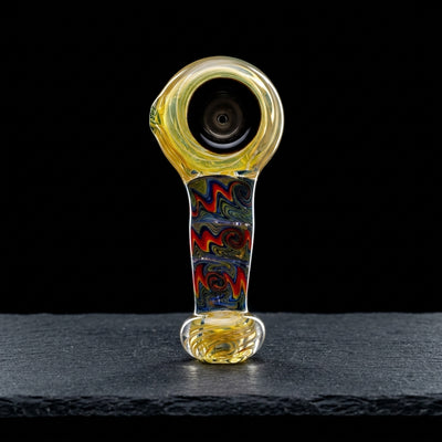 4.5" Wigwag Sectional Body w/ Fume Accent Mouth & Head Hand Pipe on dark slate surface - Oil Slick Pad