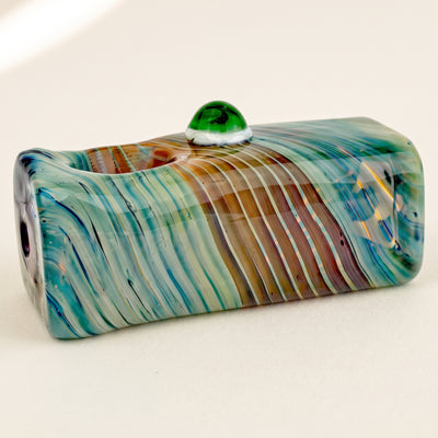 4" Amber Purple Fume w/ Eye Accent Square Hand Pipe, light background
