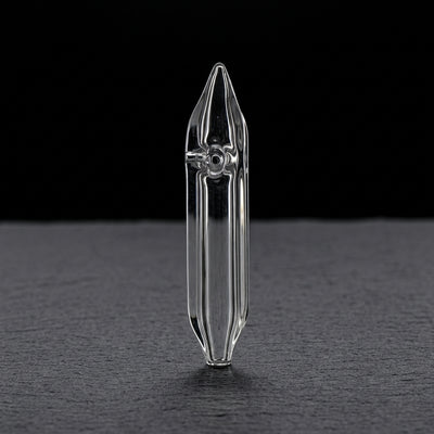 4" Clear Skinny Square Thick Hand Pipe on dark slate surface - Oil Slick Pad