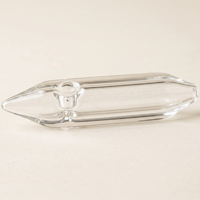 4" Clear Skinny Square Thick Hand Pipe, light background