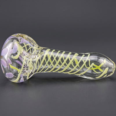 4″ Clear w/ Color Spiral Glass Hand Pipe
