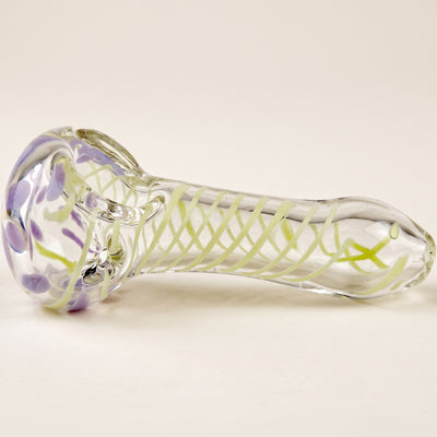 4″ Clear w/ Color Spiral Glass Hand Pipe, light background