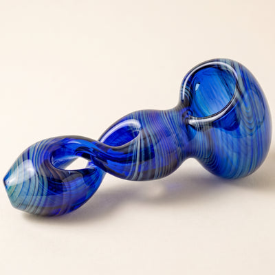 4" Cobalt Fume Wave Infinity Body Hand Pipe, light background