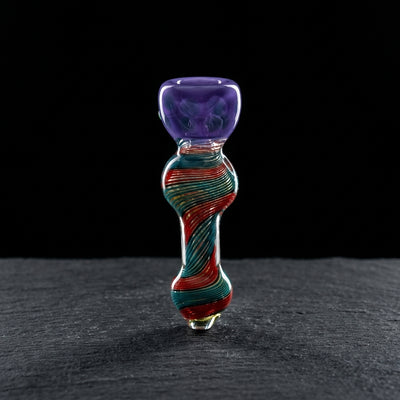4" Color Swirl Large Bowl Chillum on dark slate surface - Oil Slick Pad