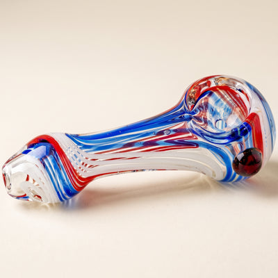 4" Color Swirl Twist Head & Mouth Hand Pipe, light background