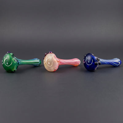 4" Element Boobs Hand Pipe - Made in USA in Green, Pink and Blue