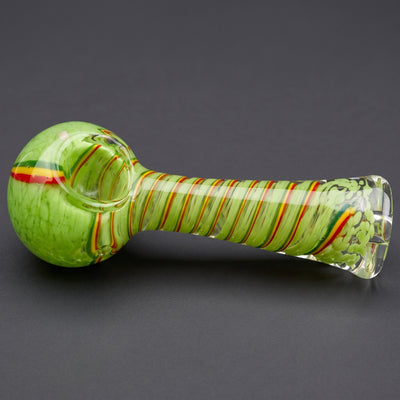 4" Flat Mouth Frit w/ Rasta Swirl Hand Pipe