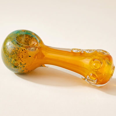 4" Frit Head Fume Inside Body Clear Dot Accent Hand Pipe, light background