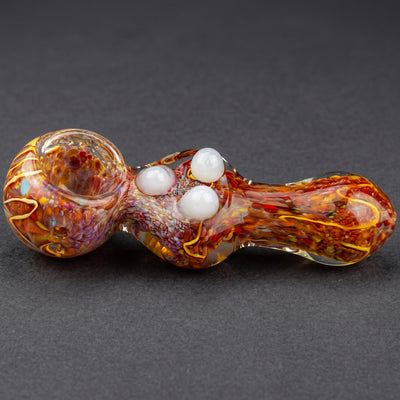 4" Frit Line Head Flat Body w/ Three Dot Hand Pipe