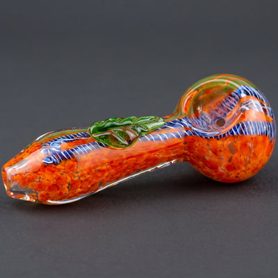 4" Frit Twisted Cane Leaf Hand Pipe