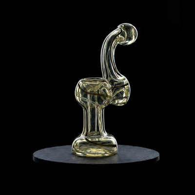 4″ Fume Color Linework Glass Bubbler on dark slate surface - Oil Slick Pad