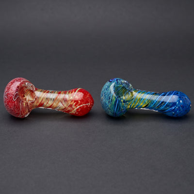 4" Fume Color Swirl Glass Hand Pipe in Red and Blue