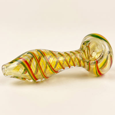 4" Fume Orb Mouth Rasta Swirl Hand Pipe, light background