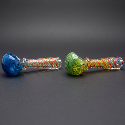 4" Fume Spiral Glass Hand Pipe in Blue and Green