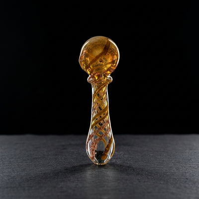 4" Glass Hand Pipe on dark slate surface - Oil Slick Pad