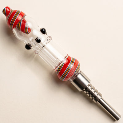 4" Glass Nectar Straw w/ Screw on Titanium Tip, light background