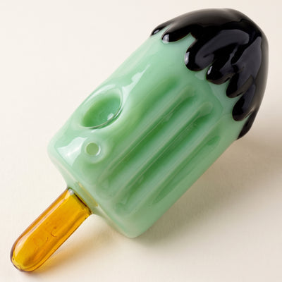 4″ Ice Cream Popsicle Glass Hand Pipe, light background