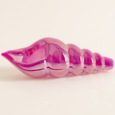 4" Iridescent Shell Hand Pipe - Pink or White, light background