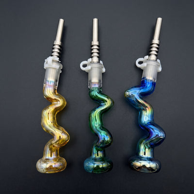 4″ Iridescent Zong Nectar Straw in Yellow/Amber, Green and Blue