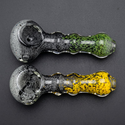 4" Multi Color Frit Hand Pipe w/ Thick Maria Body in Green and Yellow