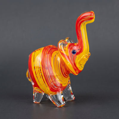 4" Multi Color Swirl Sculpted Elephant Hand Pipe