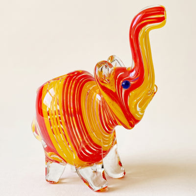 4" Multi Color Swirl Sculpted Elephant Hand Pipe, light background