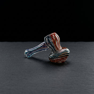 4″ Net Design Mini Hammer Bubbler on dark slate surface - Oil Slick Pad