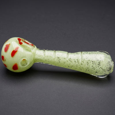 4" Opaque Frit Polka Dot Clear Line Hand Pipe