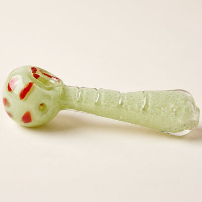 4" Opaque Frit Polka Dot Clear Line Hand Pipe, light background