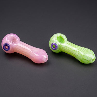 4" Opaque Pastel Two-Tone Accent Hand Pipe in Pink and Green